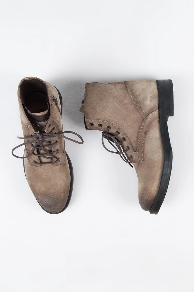 Krahe Krahe Zeno Men's Genuine Leather Lace-up Zippered Mink Boots