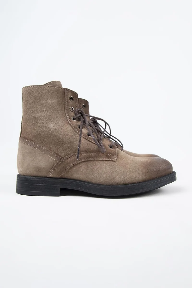 Krahe Krahe Zeno Men's Genuine Leather Lace-up Zippered Mink Boots