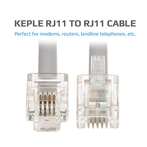 Keple RJ11 Cable ADSL 10ft Extension Lead Phone Cord Telephone Plug High Speed Xfinity Internet Broadband Male to Male Router and Modem to RJ11 Phone Socket, Microfilter, Landline Wire (White) - Image 4