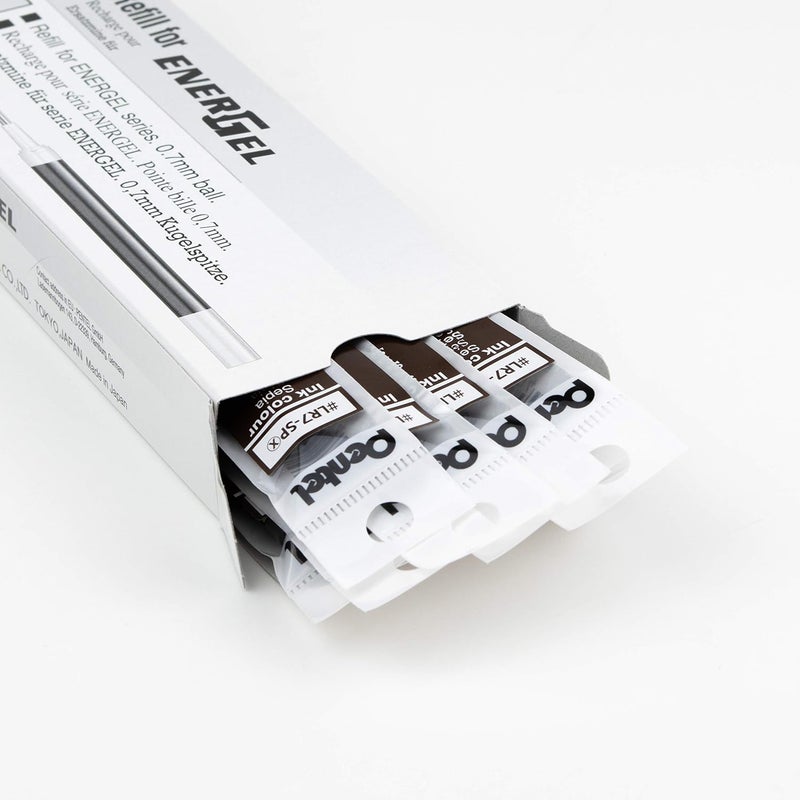 Pentel Refill Ink - For EnerGel Gel Pen, 0.7mm Metal Tip, Medium, Sepia Ink, 12 pack (LR7-SP) - Image 2