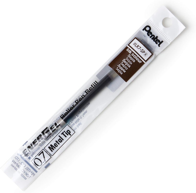 Pentel Refill Ink - For EnerGel Gel Pen, 0.7mm Metal Tip, Medium, Sepia Ink, 12 pack (LR7-SP) - Image 3