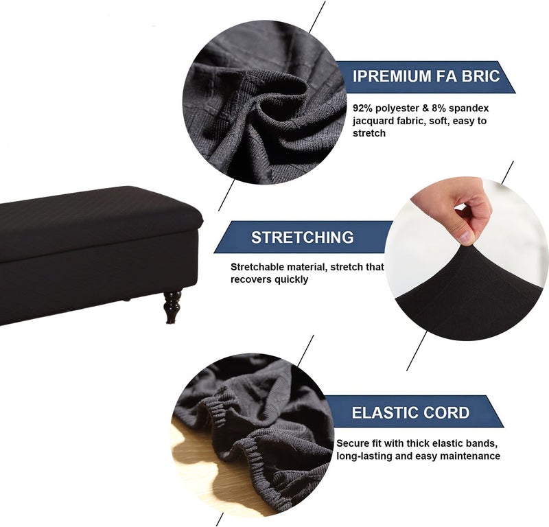 FUANGUI Ottoman Cover Stretch Storage Ottoman Bench Slipcover Printed Folding Storage Bench Ottoman Cover Footrest Stool Slipcover Footstool Protector Cover with Elastic Bottom, Large - Image 5