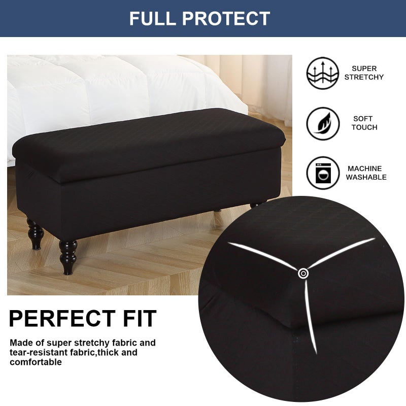 FUANGUI Ottoman Cover Stretch Storage Ottoman Bench Slipcover Printed Folding Storage Bench Ottoman Cover Footrest Stool Slipcover Footstool Protector Cover with Elastic Bottom, Large - Image 3