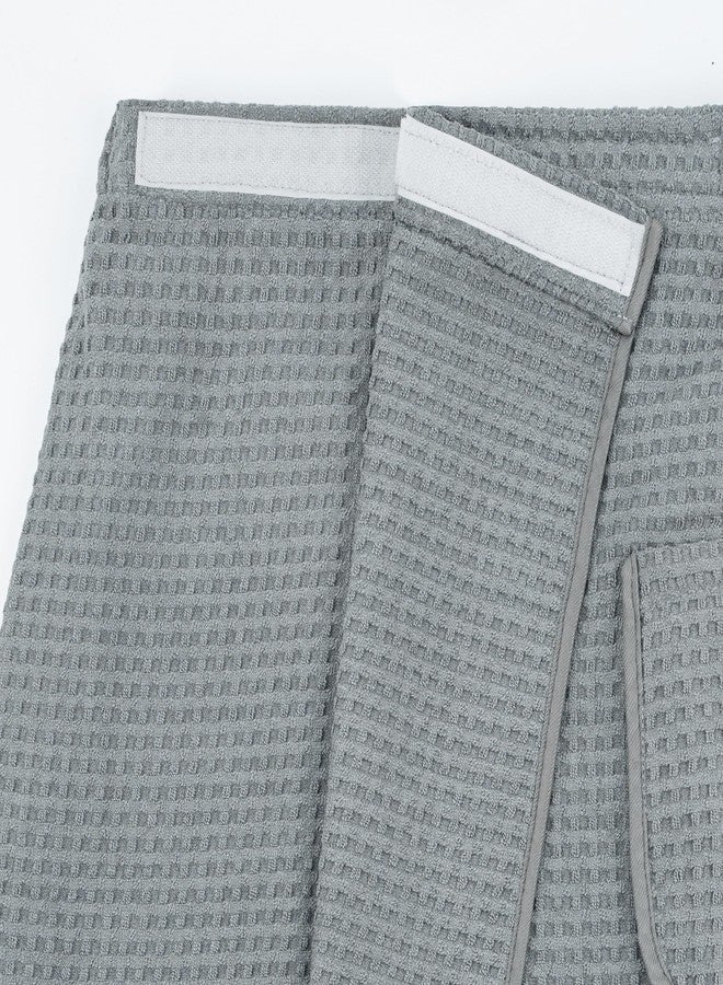 POLYTE Quick Dry Microfiber Waffle Bath Towel Body Wrap for Men, One Size - 20 in. Length x 58 in. Sweep (Gray) - Image 2