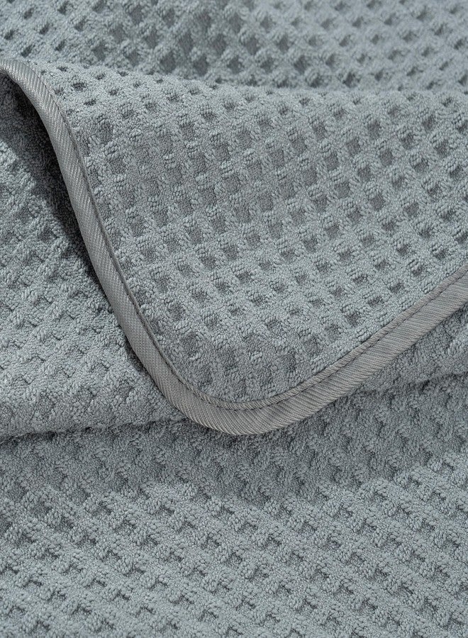 POLYTE Quick Dry Microfiber Waffle Bath Towel Body Wrap for Men, One Size - 20 in. Length x 58 in. Sweep (Gray) - Image 4