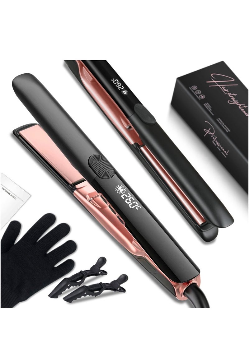 Generic 2-in-1 Straightener and Curling Iron Ceramic Hair with Tourmaline and Negative Ions Technology Adjustable Temperatures up to 500F Extra Heat Protection Glove Anti-Scald Upgraded PTC 207  - Image 1