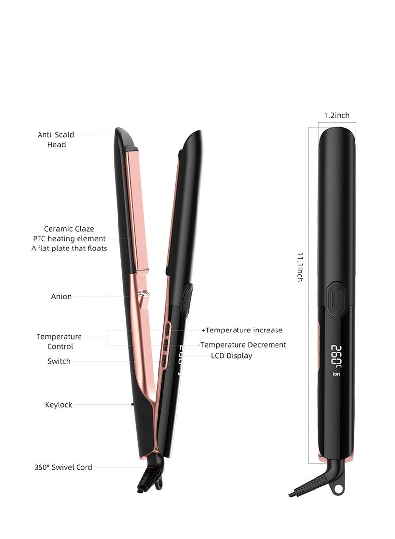 Generic 2-in-1 Straightener and Curling Iron Ceramic Hair with Tourmaline and Negative Ions Technology Adjustable Temperatures up to 500F Extra Heat Protection Glove Anti-Scald Upgraded PTC 207  - Image 2