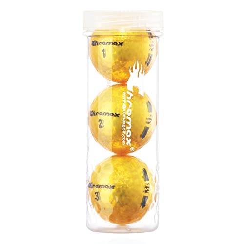 Chromax Metallic M5 Colored Golf Balls (3 Pack Tube), Gold - Image 1