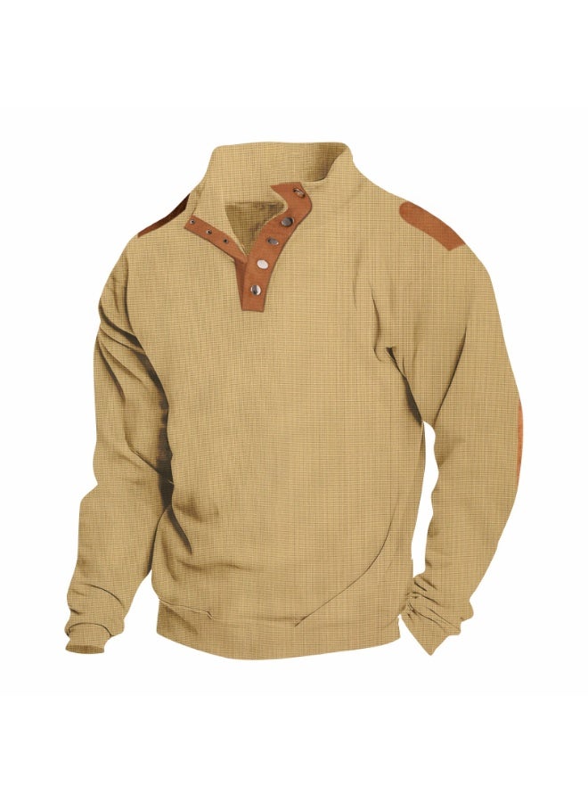 POLO Spring Autumn Men's Polo Shirts Long Sleeve Patchwork Stand Collar Polo Tops Male Loose Sports Pullover Tees Man Outdoor T-shirt - Image 1