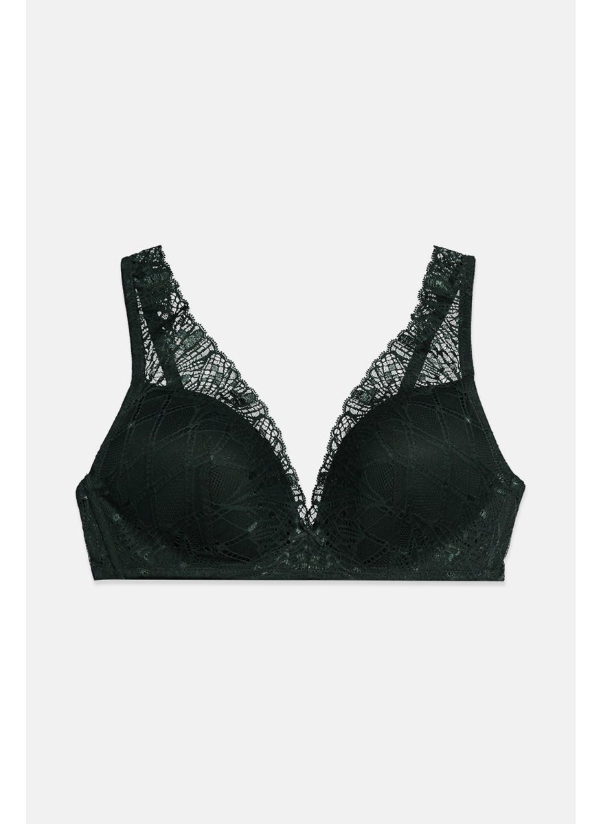 Tchibo Women Padded Non Underwired Soft Cup Bra, Dark Green  - Image 1