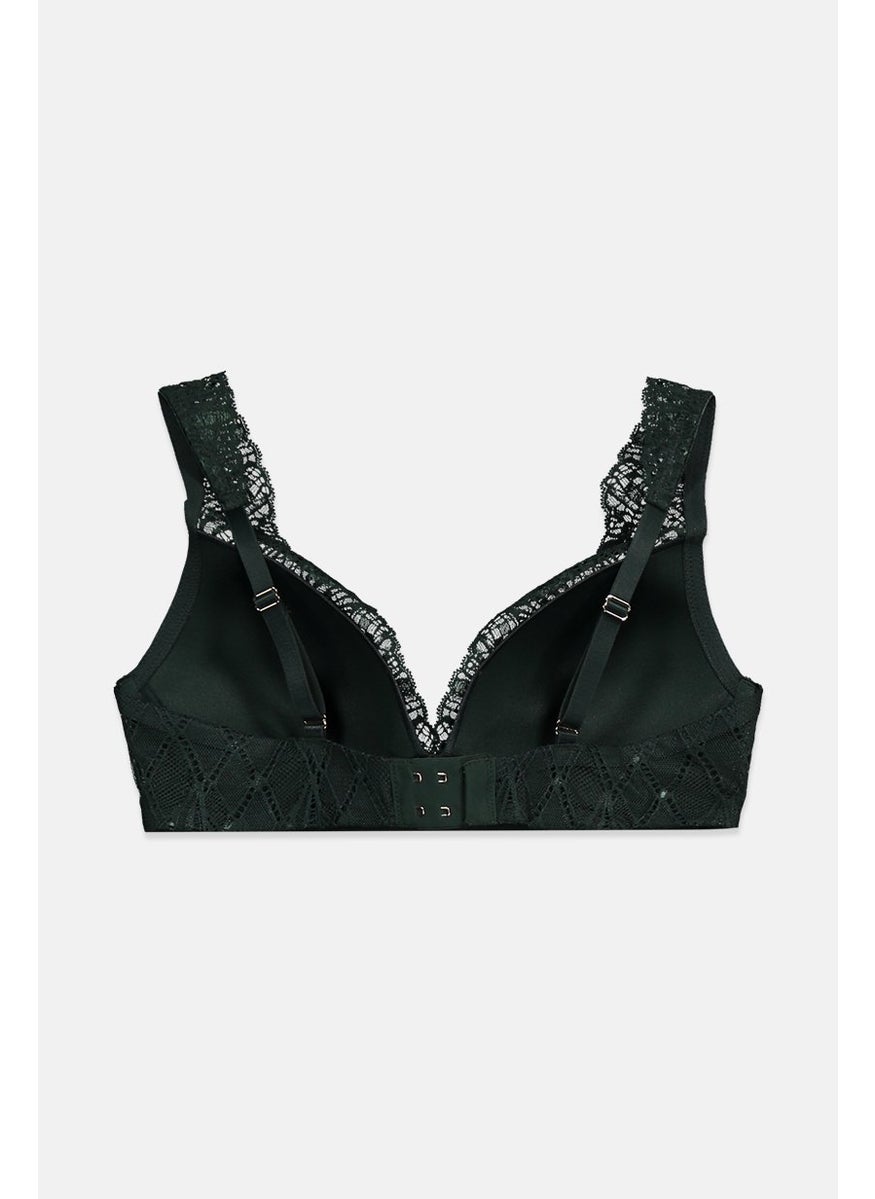 Tchibo Women Padded Non Underwired Soft Cup Bra, Dark Green  - Image 2