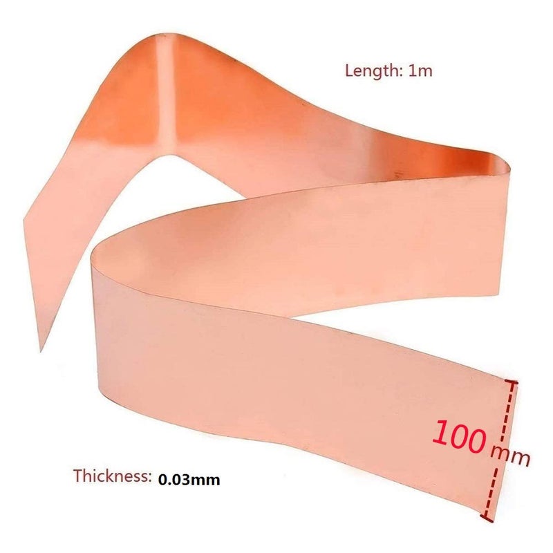 0 03 مم سمك صفائح رقائق النحاس النقي لفة بطول 1 م وعرض 0 1 م للإلكترونيات والسيارات والصناعة - Image 5