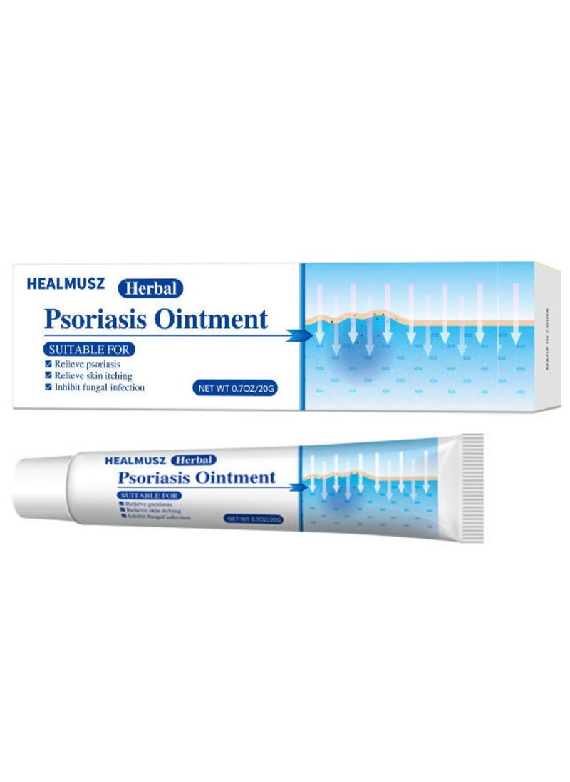 HEALMUSZ Psoriasis Ointment Antibacterial Cream Psoriasis and Eczema Antifungal Cream Helps Eczema Ringworm Anti Itch Cream with Gentler and Safer Herbal Ingredients Quickly Relives Itching Herbal Cream 20g  - Image 1