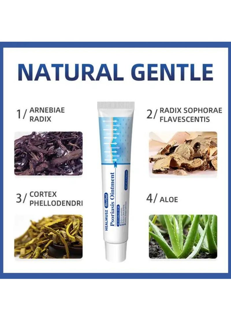 HEALMUSZ - Psoriasis Ointment Antibacterial Cream Psoriasis and Eczema Antifungal Cream Helps Eczema Ringworm Anti Itch Cream with Gentler and Safer Herbal Ingredients Quickly Relives Itching Herbal Cream 20g - Image 1