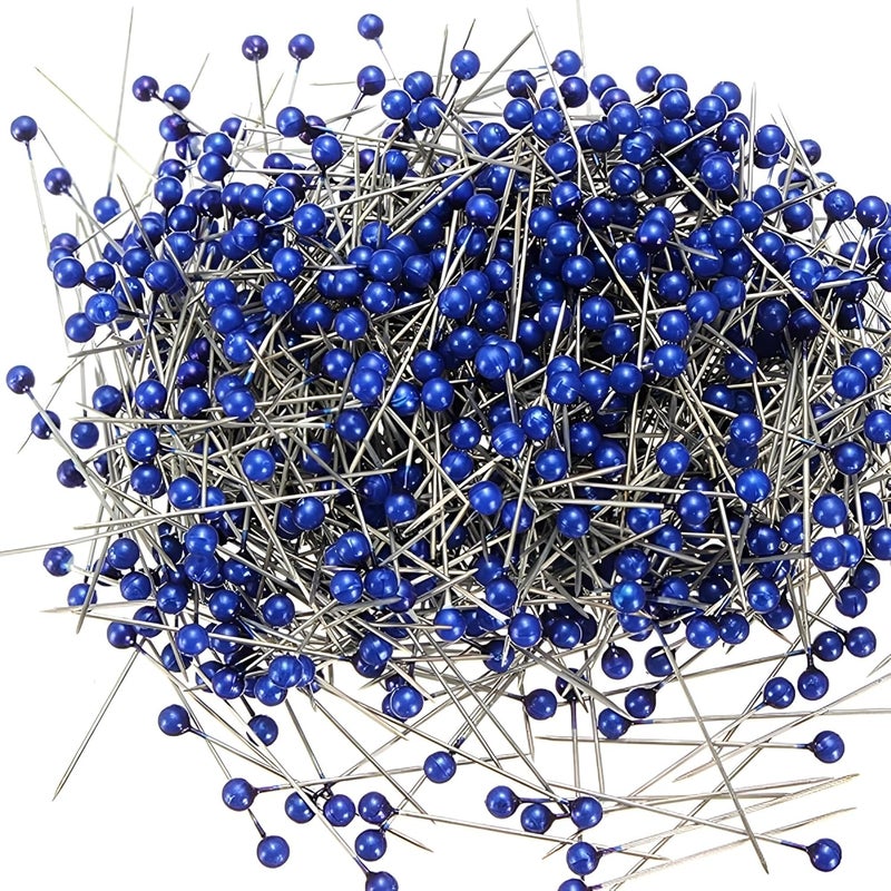 Wetco 800 Pcs Sewing Pins, 1.5 in Round Pearl Heads Pins, Pearlized Pins, Pearl Push Pins, Dressmaker Pins, Quilting Pins for Fabric, Craft and Sewing Project, Weddings Corsage Florists (Blue) - Image 1