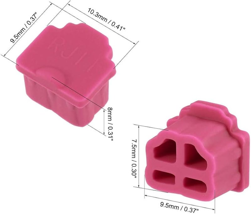10 قطعة واقي سيليكون RJ11 غطاء مضاد للغبار غطاء وردي أحمر - Image 1