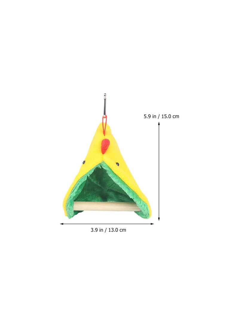 GGOOT Bird Winter Plush Hut with Wooden Perch Stand - Parrot Sleeping Hammock Bed for Hamster Budgies Parakeet Cockatiels Cockatoo Lovebird - Image 2