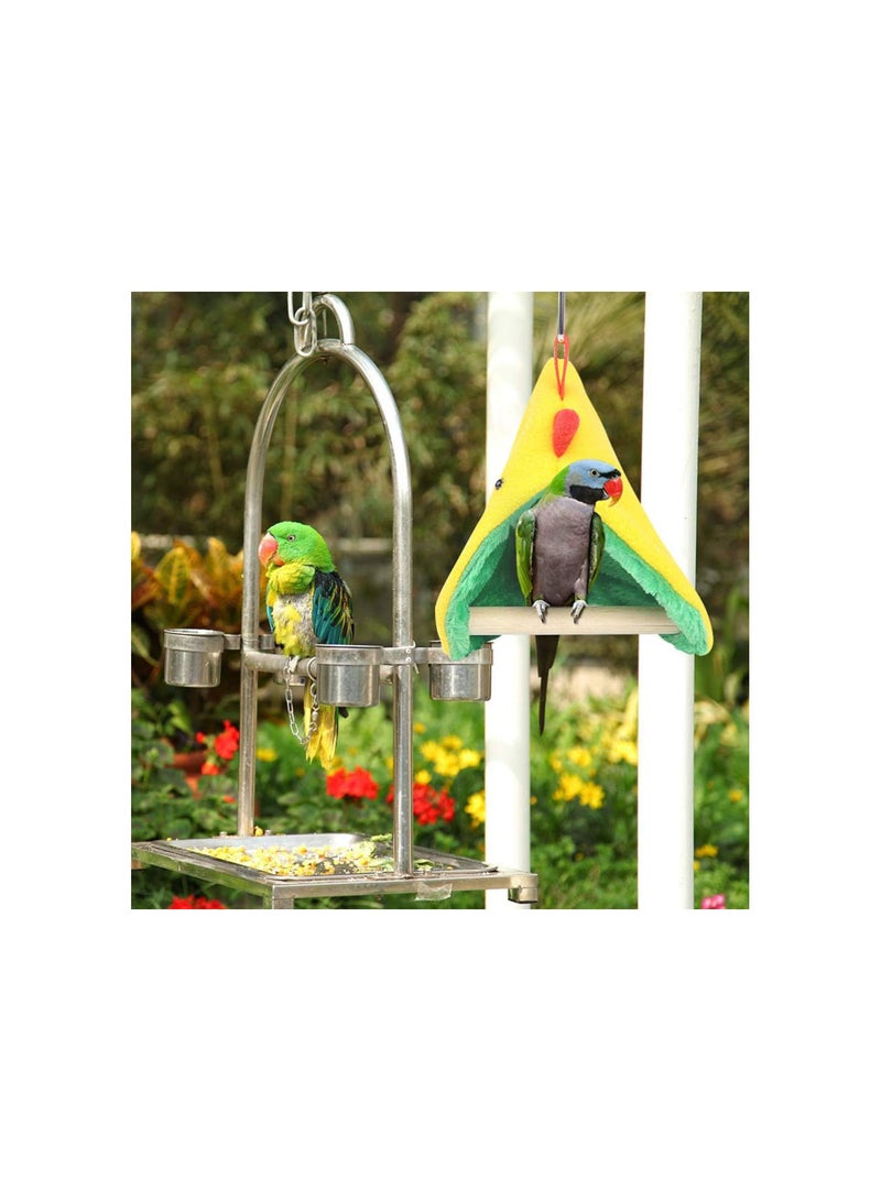 GGOOT Bird Winter Plush Hut with Wooden Perch Stand - Parrot Sleeping Hammock Bed for Hamster Budgies Parakeet Cockatiels Cockatoo Lovebird - Image 3