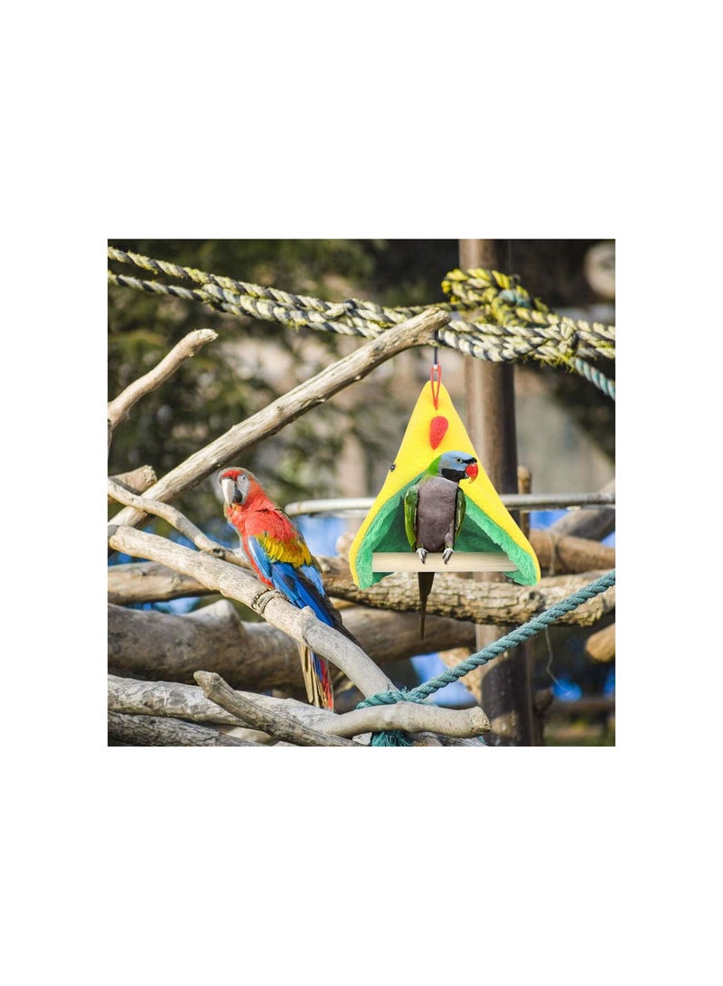 GGOOT Bird Winter Plush Hut with Wooden Perch Stand - Parrot Sleeping Hammock Bed for Hamster Budgies Parakeet Cockatiels Cockatoo Lovebird - Image 5