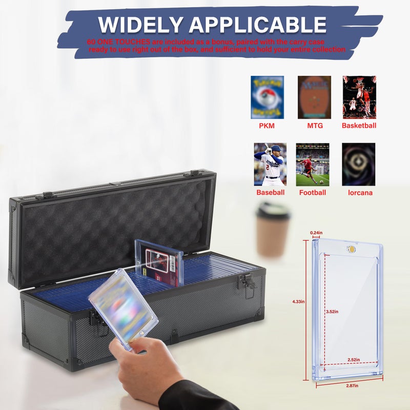 NEETBU Sports & Collectible Card Storage Case with Dual Compartments + 60 Protective Sleeve Boxes â€“ Portable Organizer for Trading Cards, Memorabilia Display (14"x5"x4") - Image 3