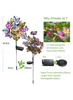 Y&D Solar Swaying Light, 6led Butterfly Two Lighting Modes, Garden Lights, Waterproof Outdoor for Yard Patio Pathway, (2 Pack)  - Image 3