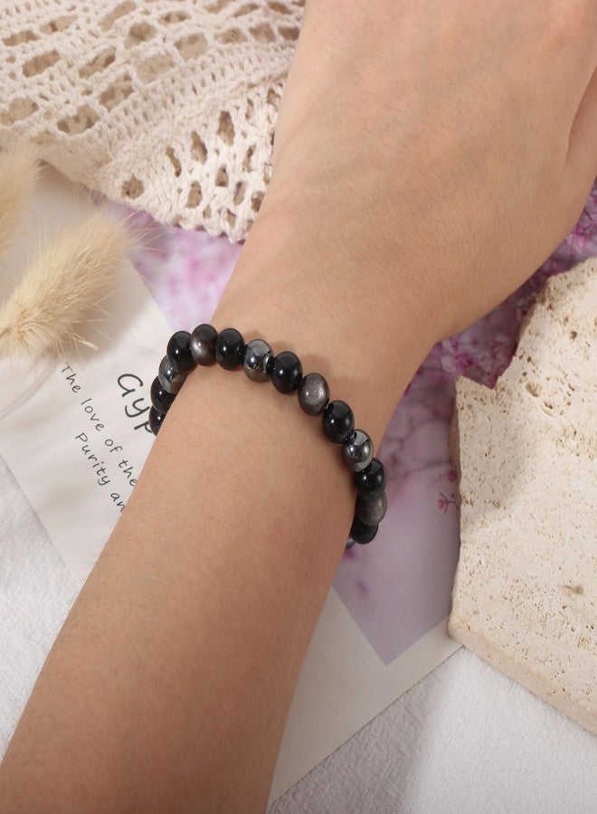 AULSIEY Hematite Black Tourmaline Obsidian Bracelet for Men, Triple Empath Protection Bracelet Gifts for Women, Protection Healing Crystal Bracelets, Evil Eye Jewelry Bracelets Mental Health-8mm - Image 4