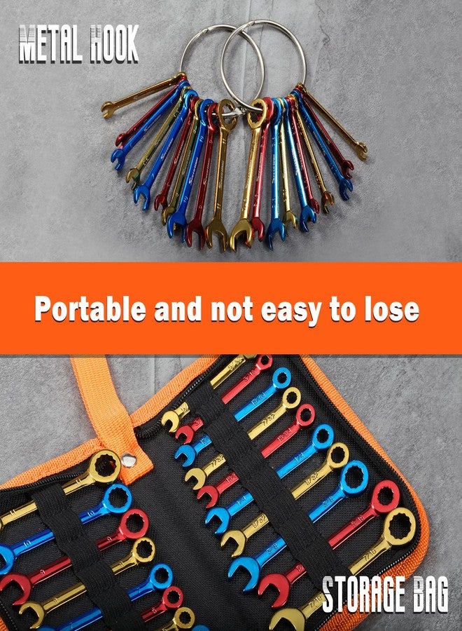 مجموعة مفاتيح ربط صغيرة من LEONTOOL، مترية وقياسية، 20 قطعة، مقاس 4-11 مم و5/32 بوصة إلى 7/16 بوصة، مطلية بالألوان، مفاتيح ربط صغيرة مفتوحة وصندوقية مع حلقة مفاتيح، مجموعة مفاتيح إشعال مع حقيبة بسحاب - Image 5