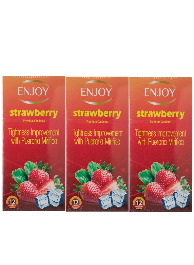 Generic Pack Of 3 Strawberry Premium Condom Pack12 Count 