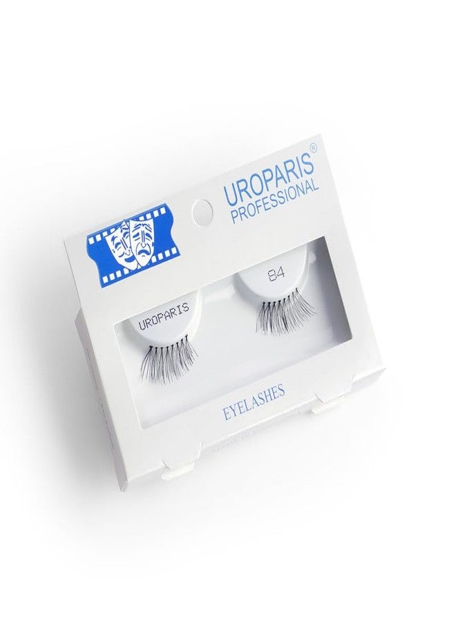 Uroparis 84 Eyelashes for Women - Tapered Handmade Eye Lashes | Lightweight False Lashes with Premium Virgin Hair | Invisible Band | For Glam Look & Enhance Beauty (Black) - 1 Pair - Image 1