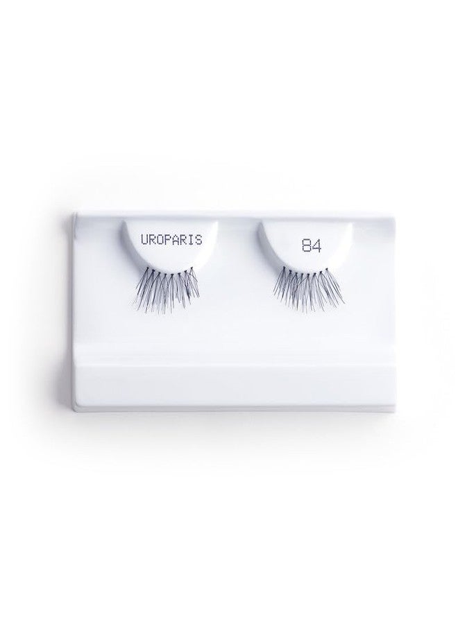 Uroparis 84 Eyelashes for Women - Tapered Handmade Eye Lashes | Lightweight False Lashes with Premium Virgin Hair | Invisible Band | For Glam Look & Enhance Beauty (Black) - 1 Pair - Image 2