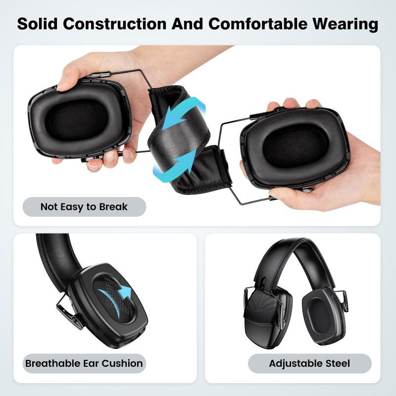 Link Dream Ear Protection Ear Muffs Noise Reduction SNR 35dB Hearing Protection Kids Adult Shooting Gun Range Mowing (1, Black) - Image 4