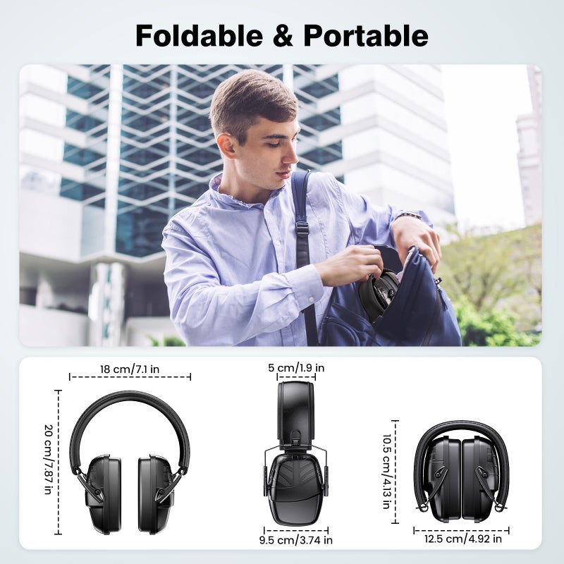 Link Dream Ear Protection Ear Muffs Noise Reduction SNR 35dB Hearing Protection Kids Adult Shooting Gun Range Mowing (1, Black) - Image 5