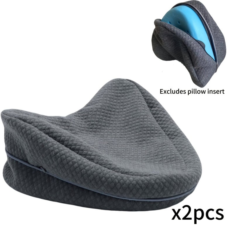 Upgrade Invisible Zippered Pillow Cover Compatible With Contour Legacy Knee Pillow Anti Pilling Washable Foam Support Only 2 Pieces Grey - Image 1