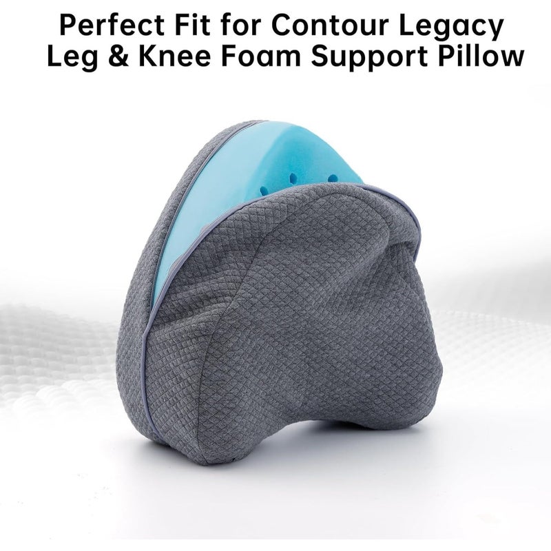 Upgrade Invisible Zippered Pillow Cover Compatible With Contour Legacy Knee Pillow Anti Pilling Washable Foam Support Only 2 Pieces Grey - Image 4