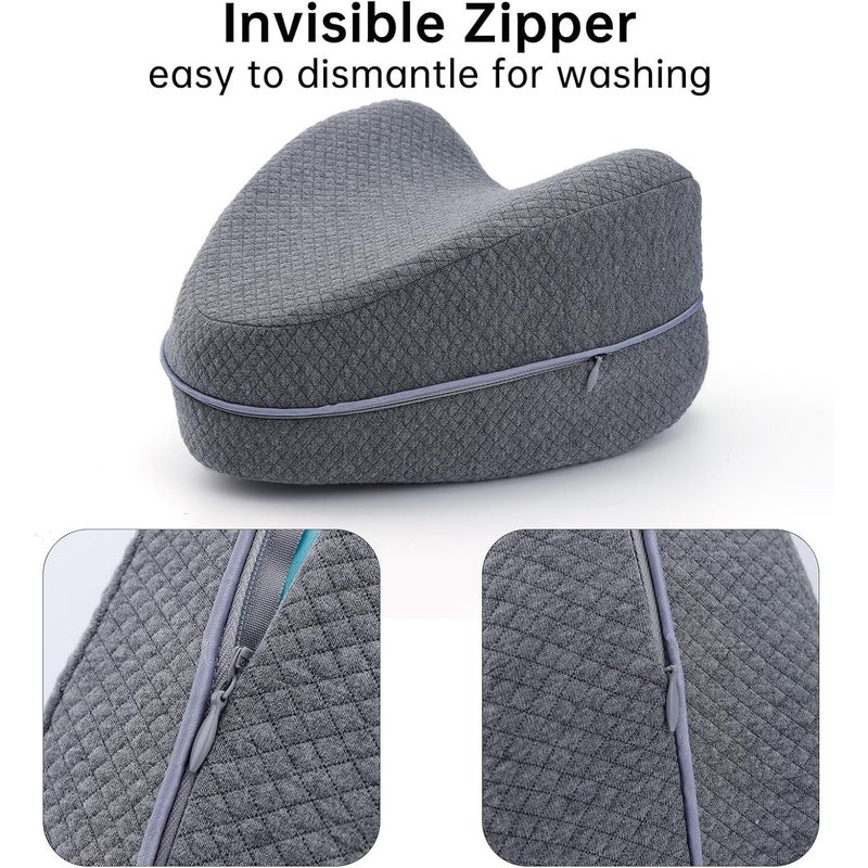 Upgrade Invisible Zippered Pillow Cover Compatible With Contour Legacy Knee Pillow Anti Pilling Washable Foam Support Only 2 Pieces Grey - Image 5