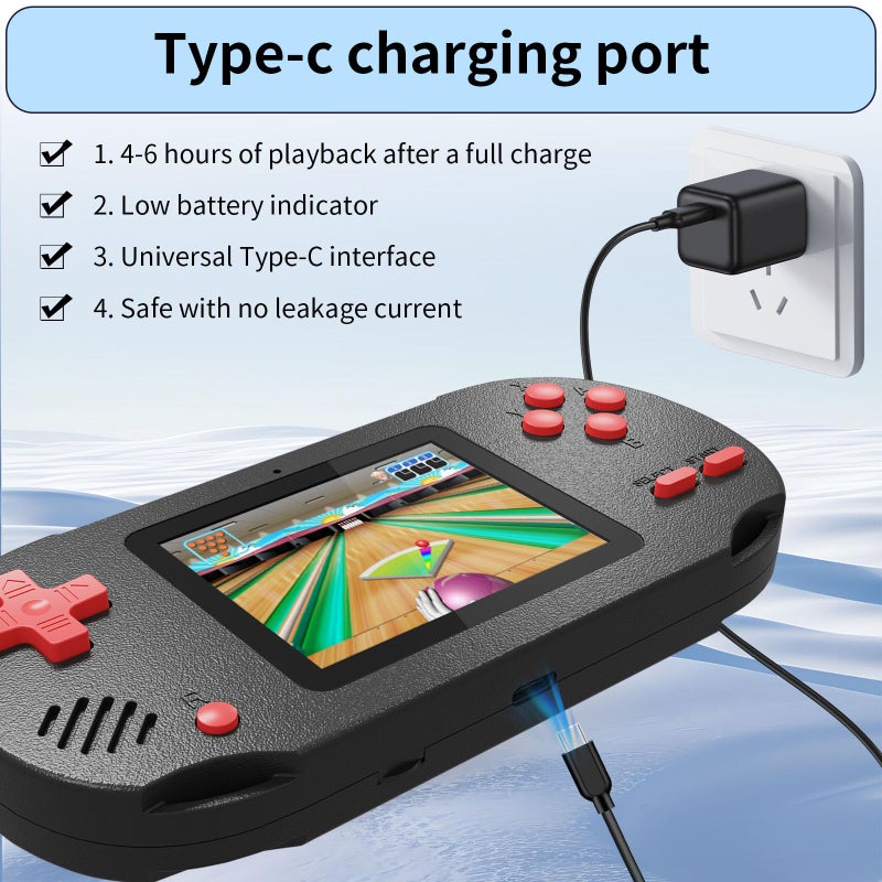 Damcoola Handheld Game For Kids  Built-In 300 Games  Features A 3.0-Inch Large Screen. Equipped With Rechargeable Battery  Electronic Gift Toys  Birthday Gifts Suitable For Boys And Girls - Image 3