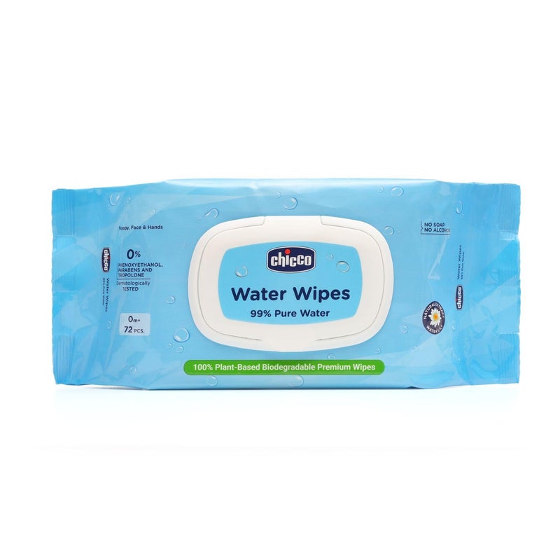 Chicco Water Wipes - 99% Pure Water Wipes 72 Pcs | 100% Plant Based | Free From Phenoxyethanol, Parabens & Alcohol - Image 5