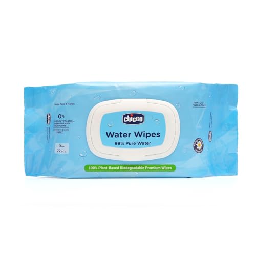 Chicco Water Wipes - 99% Pure Water Wipes 72 Pcs | 100% Plant Based | Free From Phenoxyethanol, Parabens & Alcohol - Image 1