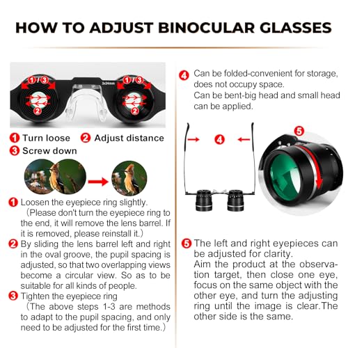 BIJIA 3X Opera Binocular Glasses,Hands-Free Lazy Glasses Binoculars Lightweight for Fishing,Bird Watching,Tv,Sports,Concerts,Theater,and Sightseeing,for Adults Men Women(Upgraded HD Green Film) - Image 3