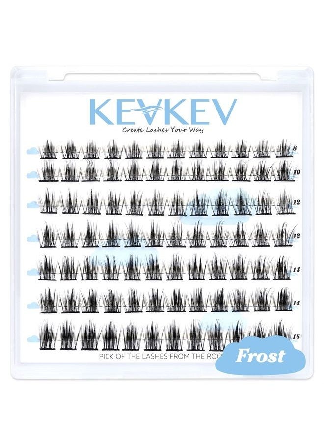 KevKev Lash Clusters 84 Pcs Cluster Lashes Eyelash Clusters DIY Cluster Eyelash Extensions Individual Lashes Thin Band & Soft (Frost,D-8-16mix)  - Image 1