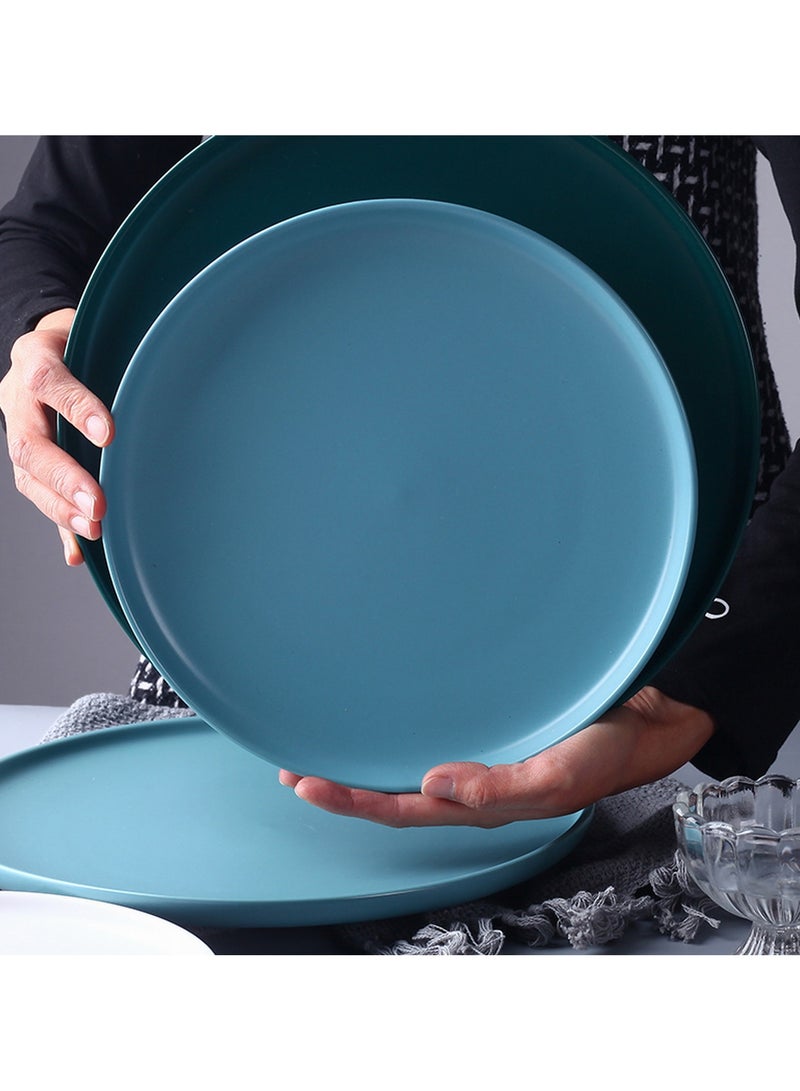 Wmlhome Creative Ceramic cake flat plate round home snack dish Western steak dish pasta dish restaurant  Classics2 6cm/10in cold dish set plate  - Image 2