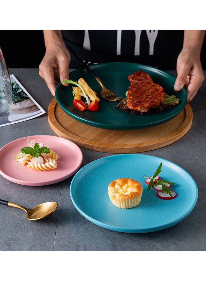 Wmlhome Creative Ceramic cake flat plate round home snack dish Western steak dish pasta dish restaurant  Classics2 6cm/10in cold dish set plate  - Image 3