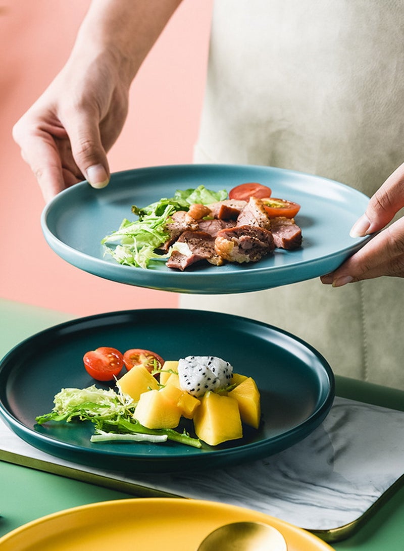 Wmlhome Creative Ceramic cake flat plate round home snack dish Western steak dish pasta dish restaurant  Classics2 6cm/10in cold dish set plate  - Image 4