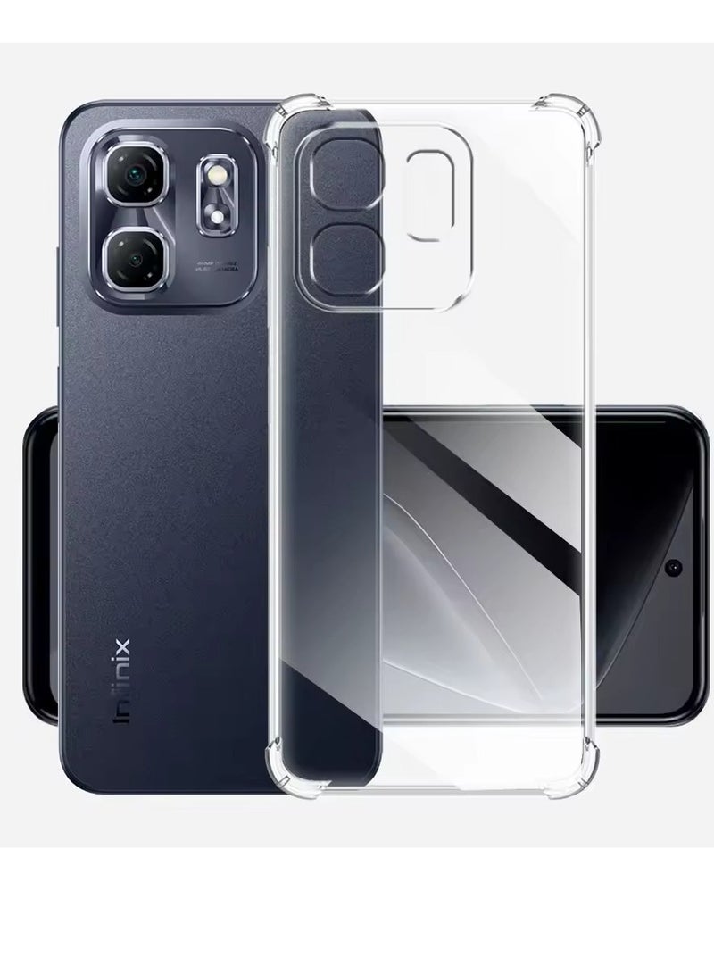 حافظة متوافقة مع هاتف Infinix Smart 9 / Hot 50i /X6531، غطاء سيليكون شفاف من مادة TPU غوريلا وواقي مضاد للصدمات وزوايا مقاومة للصدمات للكاميرا - شفاف