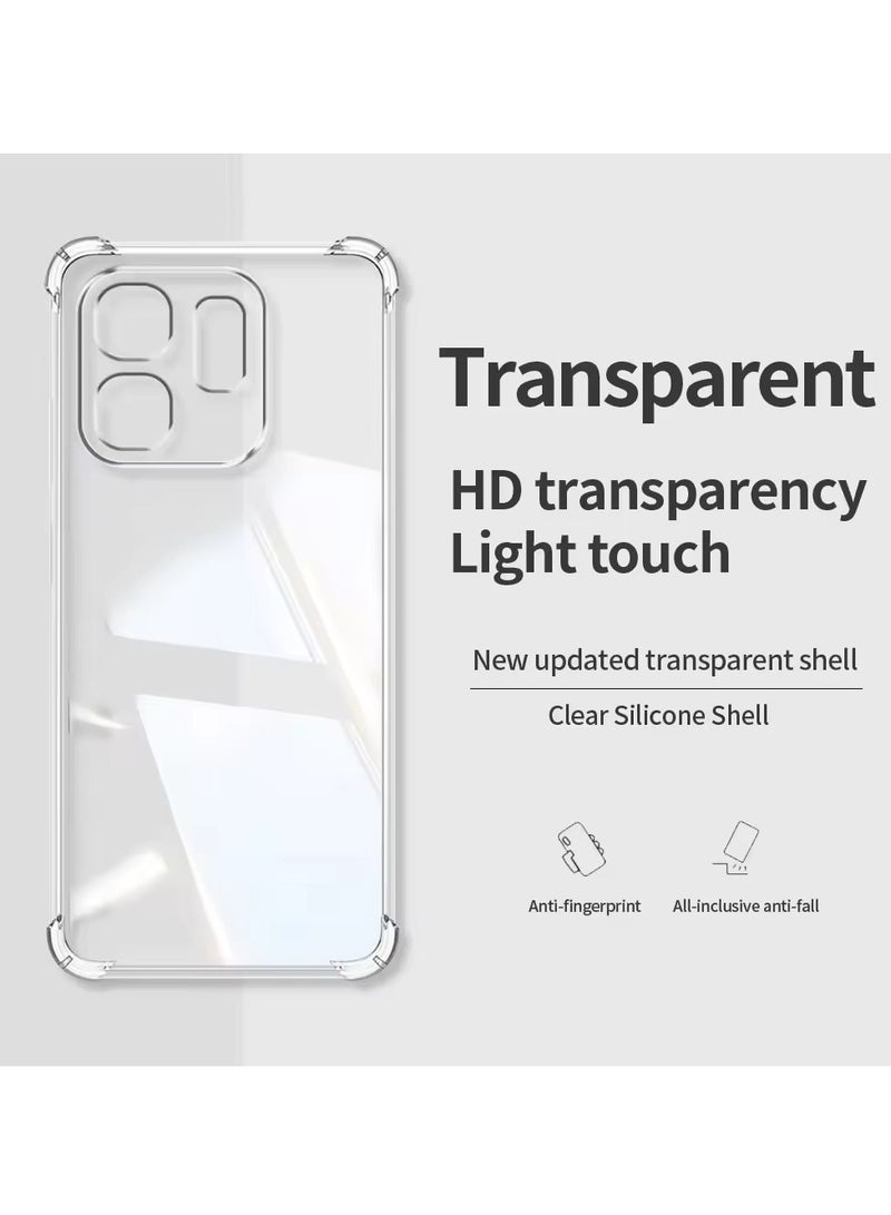 حافظة متوافقة مع هاتف Infinix Smart 9 / Hot 50i /X6531، غطاء سيليكون شفاف من مادة TPU غوريلا وواقي مضاد للصدمات وزوايا مقاومة للصدمات للكاميرا - شفاف