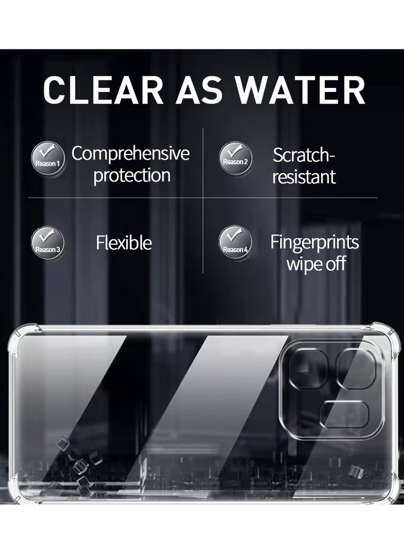 حافظة متوافقة مع هاتف Infinix Smart 9 / Hot 50i /X6531، غطاء سيليكون شفاف من مادة TPU غوريلا وواقي مضاد للصدمات وزوايا مقاومة للصدمات للكاميرا - شفاف