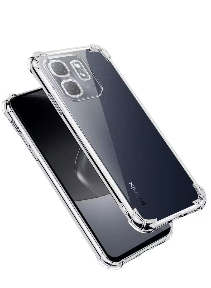 حافظة متوافقة مع هاتف Infinix Smart 9 / Hot 50i /X6531، غطاء سيليكون شفاف من مادة TPU غوريلا وواقي مضاد للصدمات وزوايا مقاومة للصدمات للكاميرا - شفاف