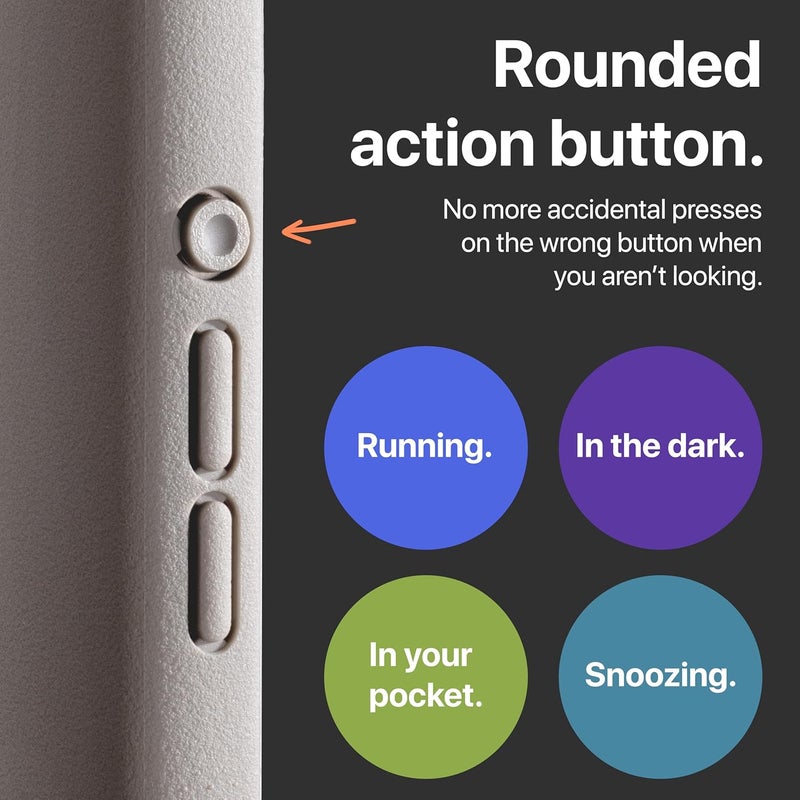 TineeOwl حافظة المغناطيسية لـ iPhone 15 Pro Max - سلسلة Dune، متوافقة مع MagSafe TPU، نحيفة/نحيفة بسيطة، قبضة مع بطانة من الألياف الدقيقة، زر إجراء دائري (حجر رملي، iPhone 15 Pro Max) - Image 2