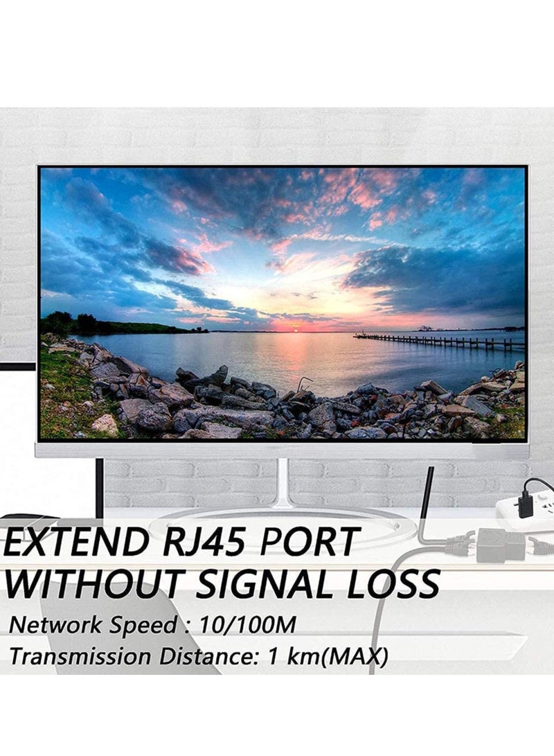 Excefore Ethernet Splitter 1 to 2 RJ45 Network Male, RJ45 LAN Ethernet Socket Connector Adapter, for Cat5, Cat5e, Cat6, Cat7 (Black, Power Supply Required) - Image 3