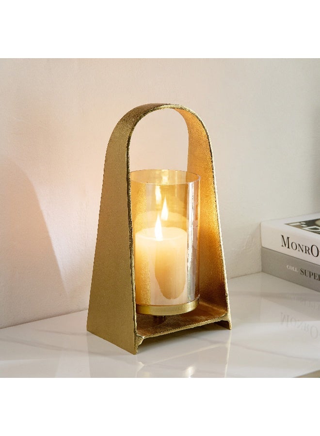 Home Box Accord Aluminium Hurricane Candleholder with Lustre Glass - 16x11x31 cm - Image 1